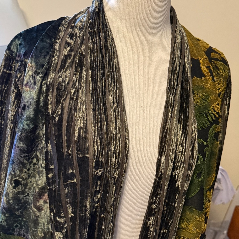 Multicolor Velvet Open Front Cardigan